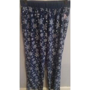 Womens Sleep Pants Fleece M U S Polo Association Snowflake Print Elastic Waist